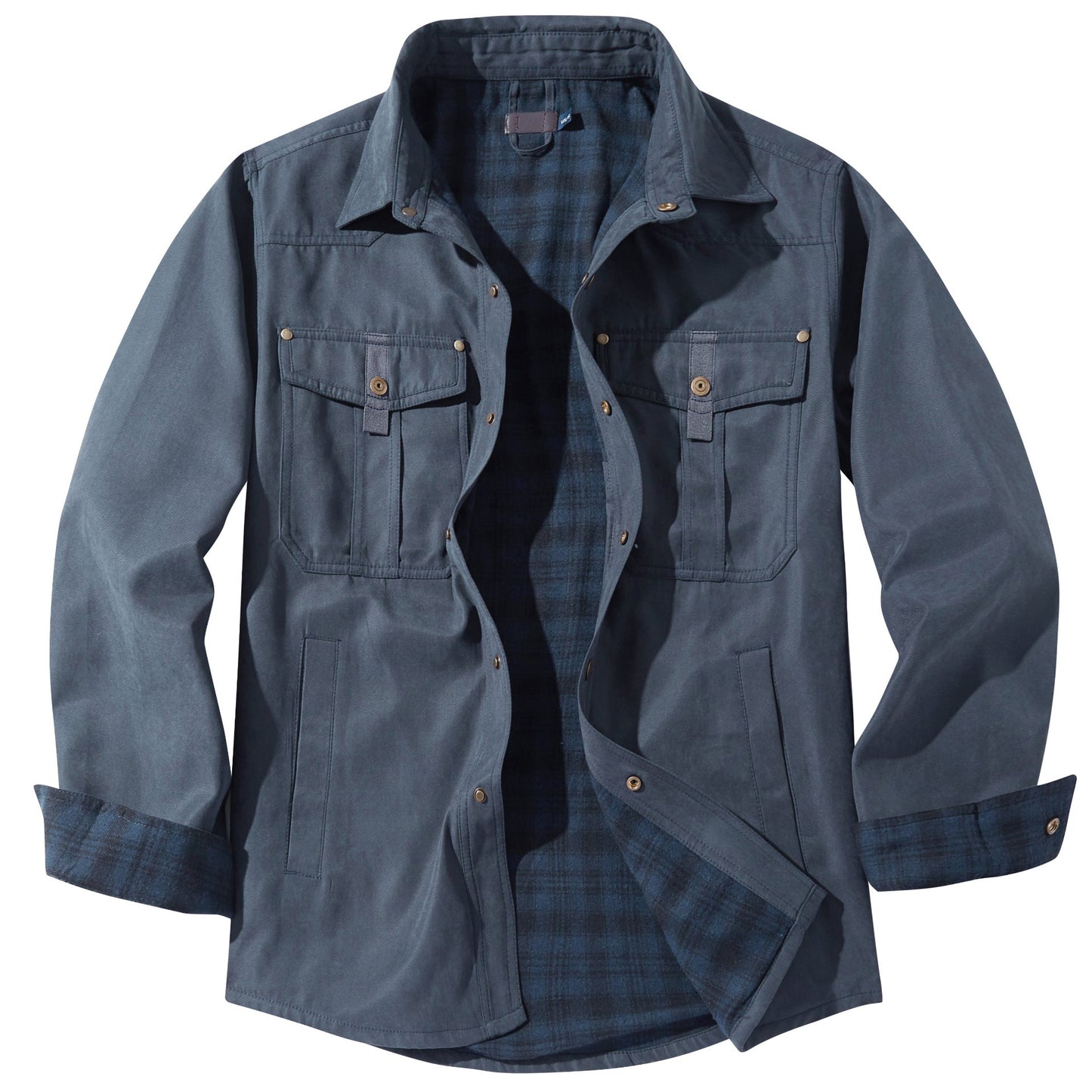 Men's Plaid Flannel Collar Casual Work Jacket