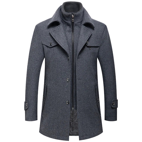 Men's British Double Layered Wool Blend Coat