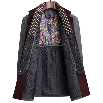 Men's Classic Thick Wool Blend Coat With Detachable Scarf