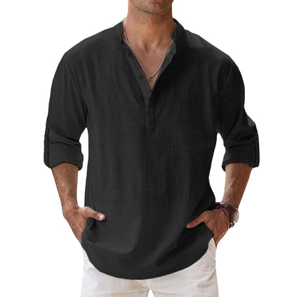 Men's Casual 100% Cotton Long-Sleeve Shirt