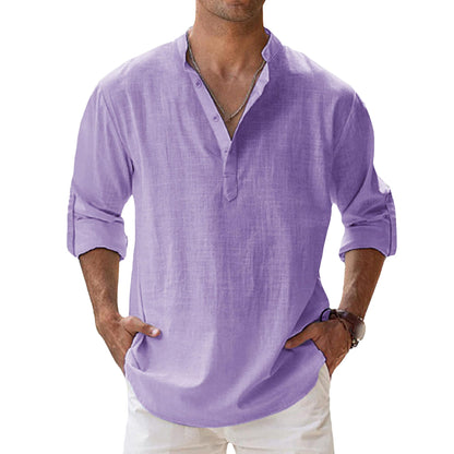 Men's Casual 100% Cotton Long-Sleeve Shirt