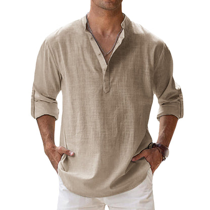 Men's Casual 100% Cotton Long-Sleeve Shirt