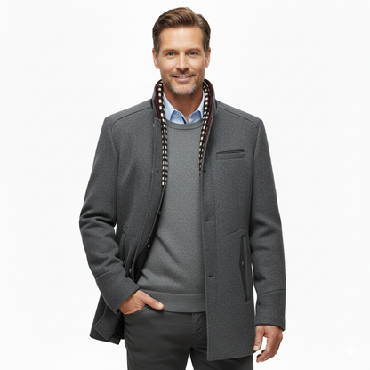 Men's Thick Stand Collar Detachable Scarf Wool Coat