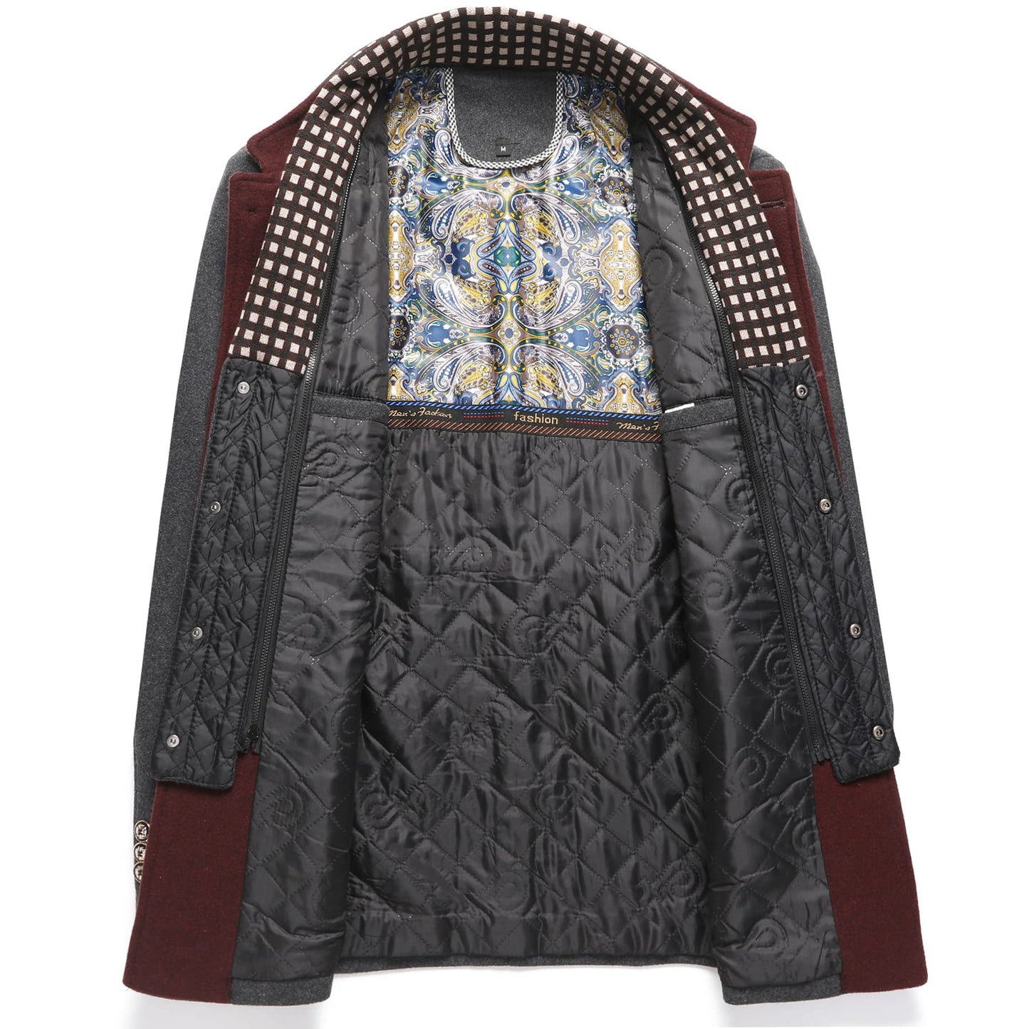 Men's Thick Stand Collar Detachable Scarf Wool Coat