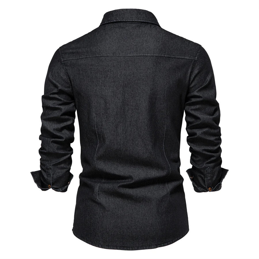 Men's Retro Cotton Long Sleeve Denim Shirt