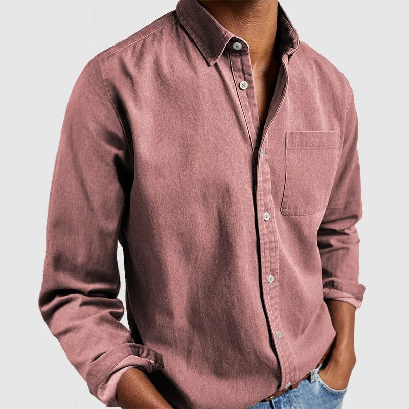 Men's Casual Solid Long Sleeves Work Shirt