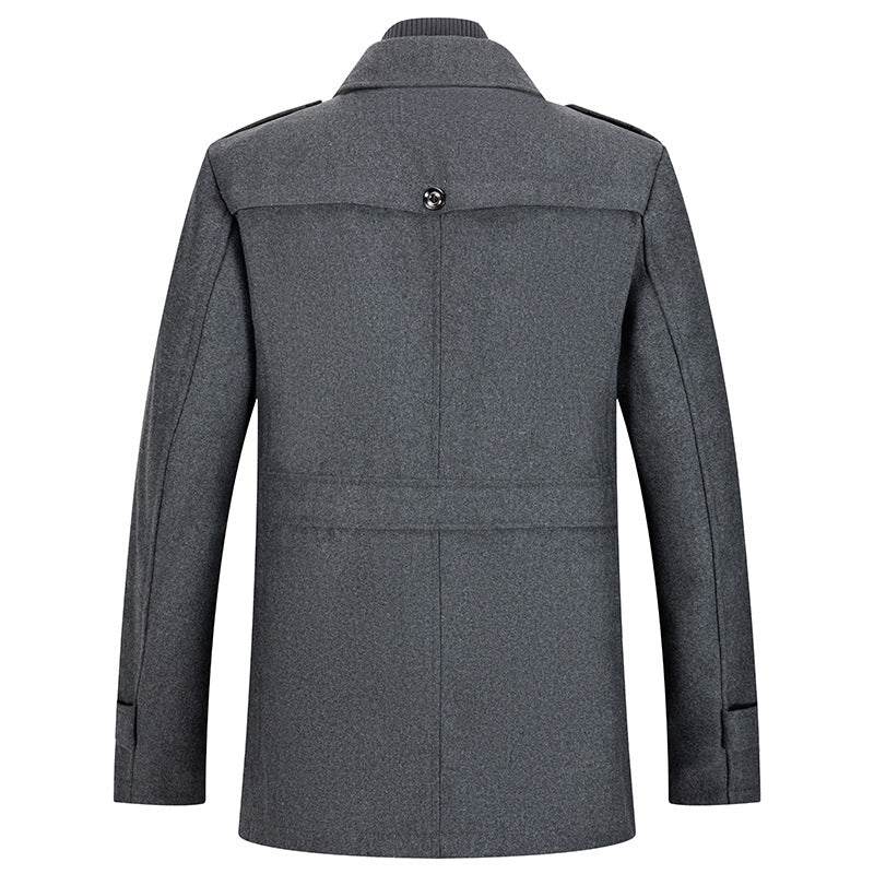 Men's Winter Thick Double-Layer Collar Wool Blend Coat