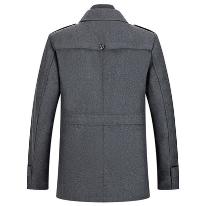 Men's Winter Thick Double-Layer Collar Wool Blend Coat