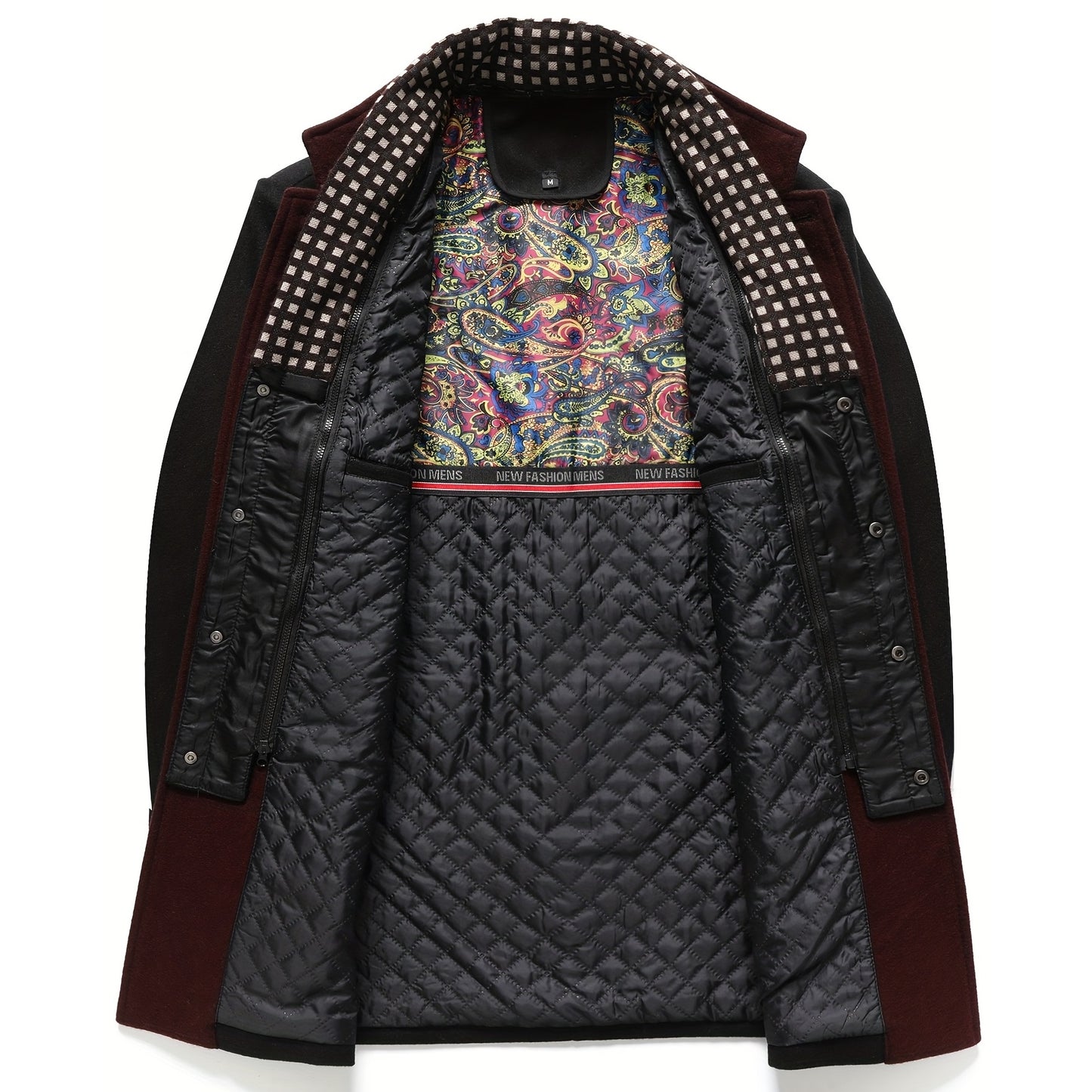 Men's Classic Thick Wool Blend Coat With Detachable Scarf