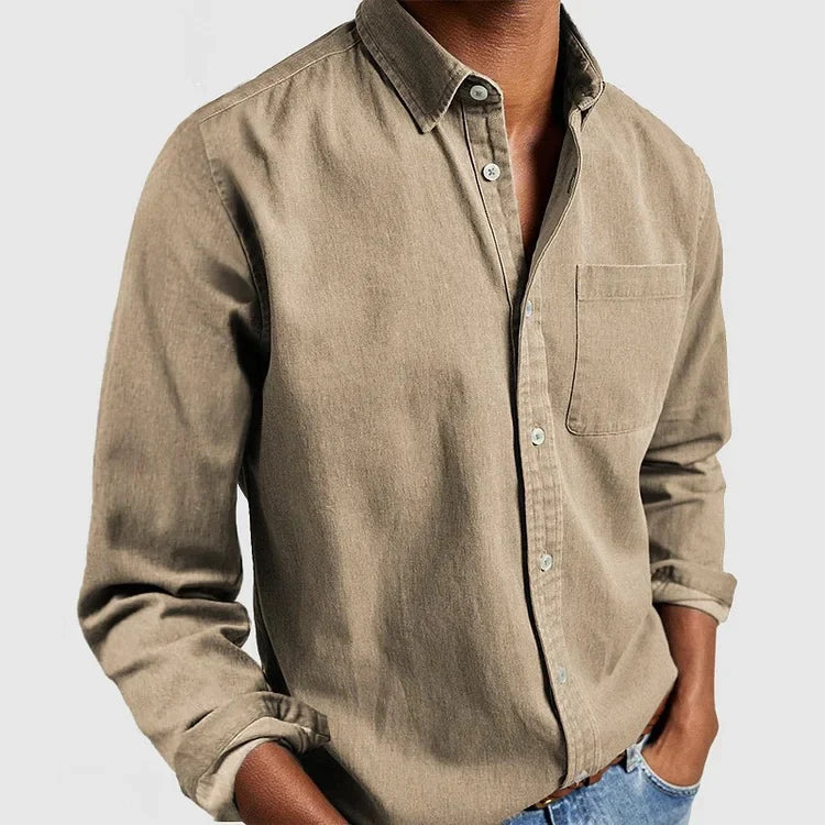 Men's Casual Solid Long Sleeves Work Shirt